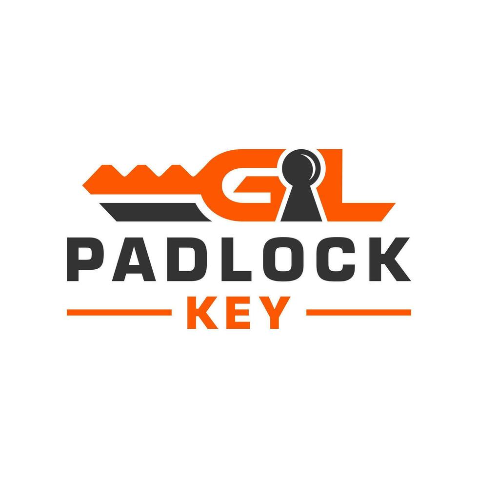 logo illustration de une cadenas avec le des lettres gl vecteur