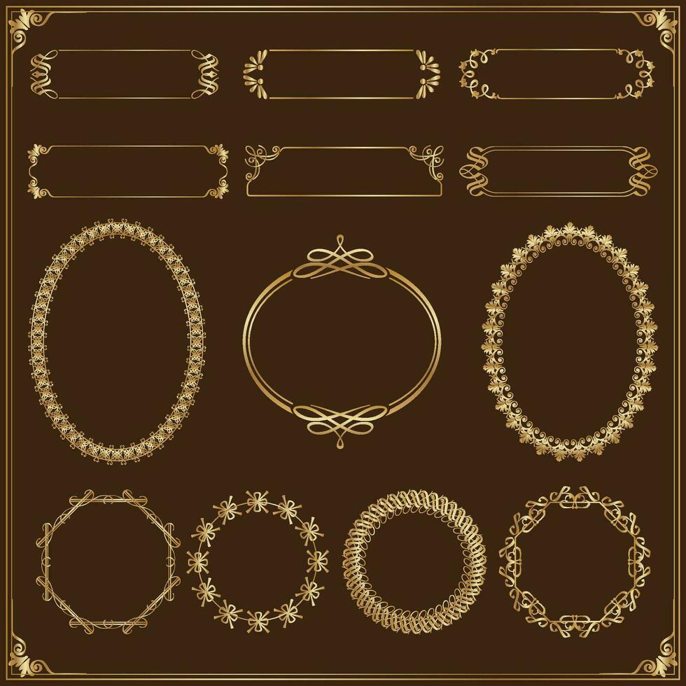 cercle ornemental cadres or antique cadres ensemble ancien cadres. vecteur
