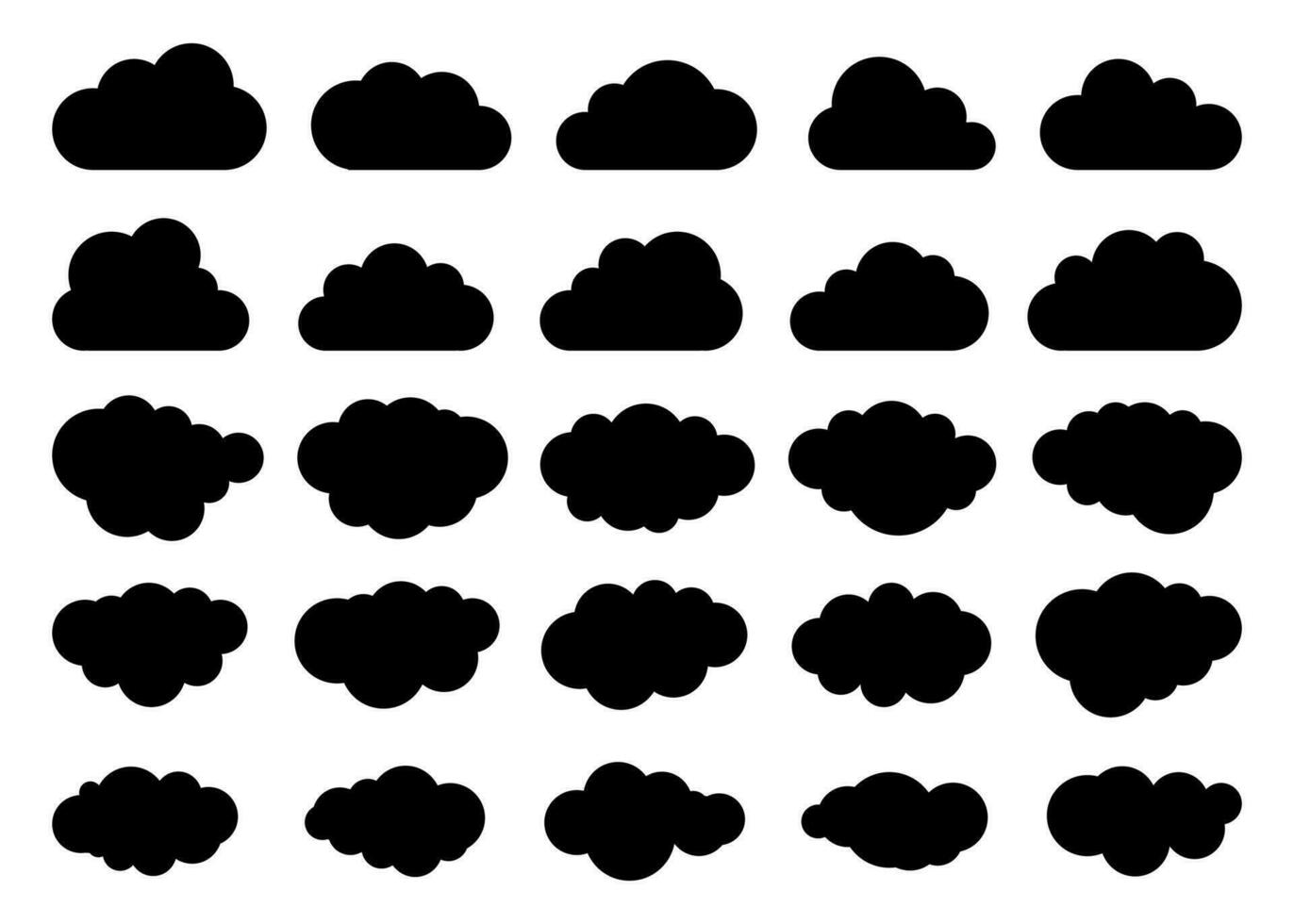 des nuages silhouettes. vecteur ensemble de des nuages formes. collection de divers formes et contours. conception éléments pour le temps prévision, la toile interface ou nuage espace de rangement applications