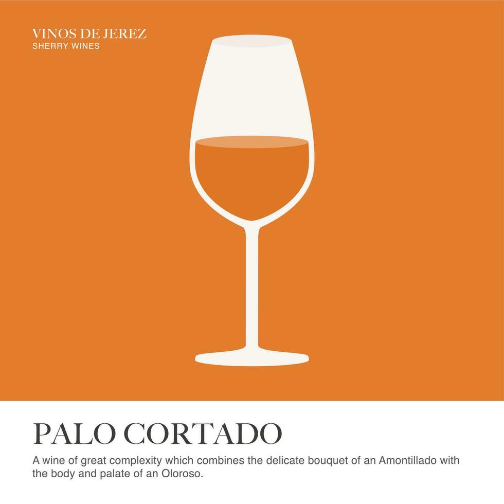 palo cortado spécification feuille. Sherry du vin. illustré guider pour barres, Restaurants, touristique guides, encyclopédies vecteur