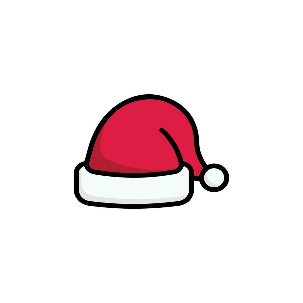 Noël rouge chapeau icône. Père Noël claus costume vecteur illustration.