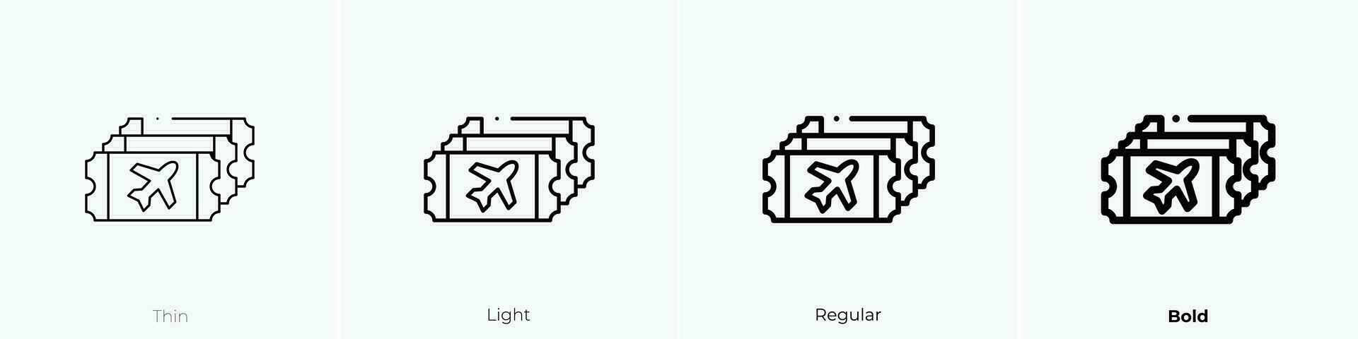 avion des billets icône. mince, lumière, ordinaire et audacieux style conception isolé sur blanc Contexte vecteur