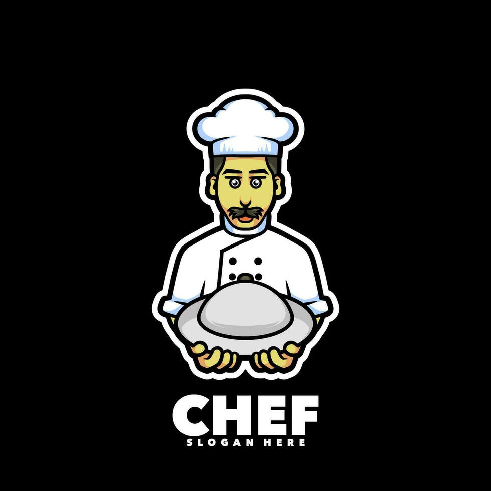 mignonne chef mascotte dessin animé logo vecteur