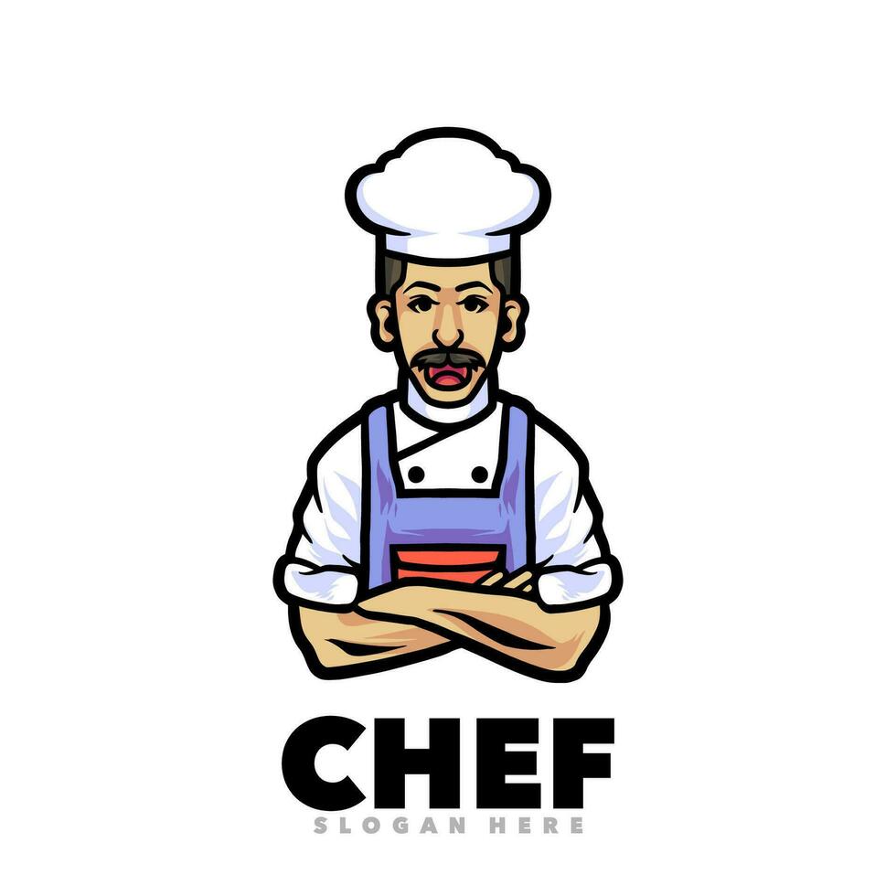 mignonne chef mascotte dessin animé logo vecteur