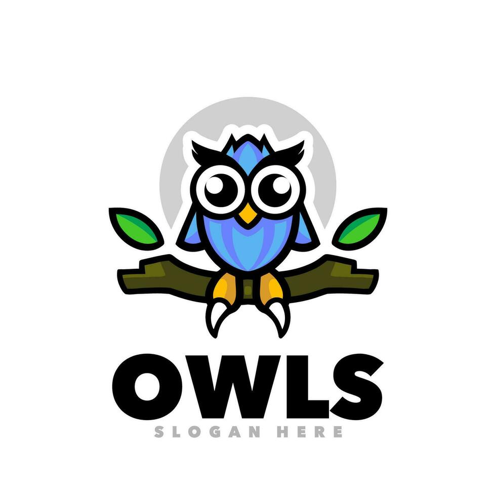 mignonne hibou marrant mascotte logo vecteur