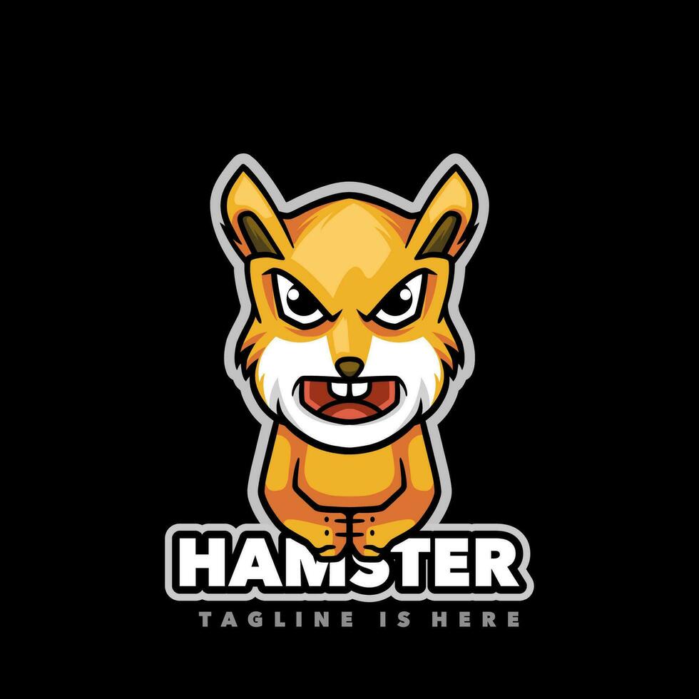 mignonne hamster en colère mascotte logo vecteur