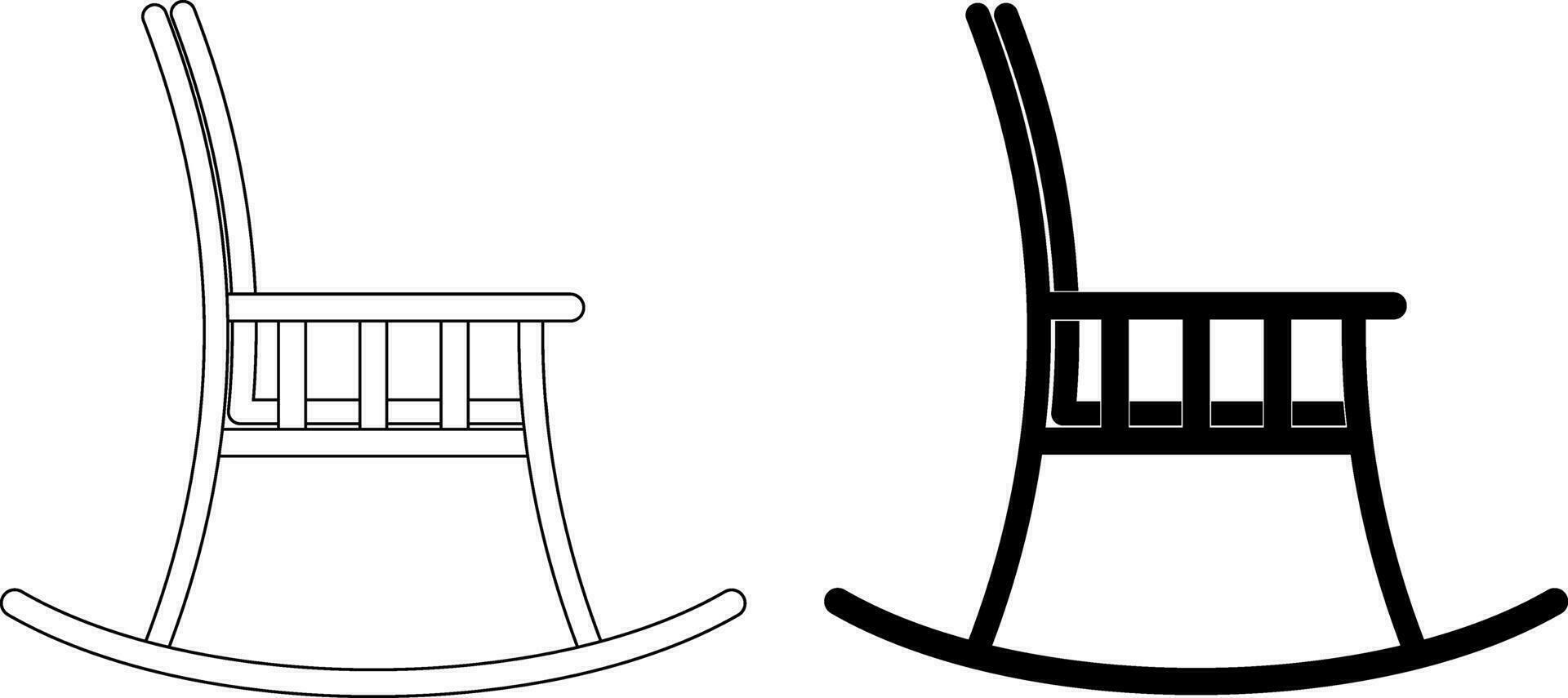 côté vue balancement chaise icône ensemble vecteur