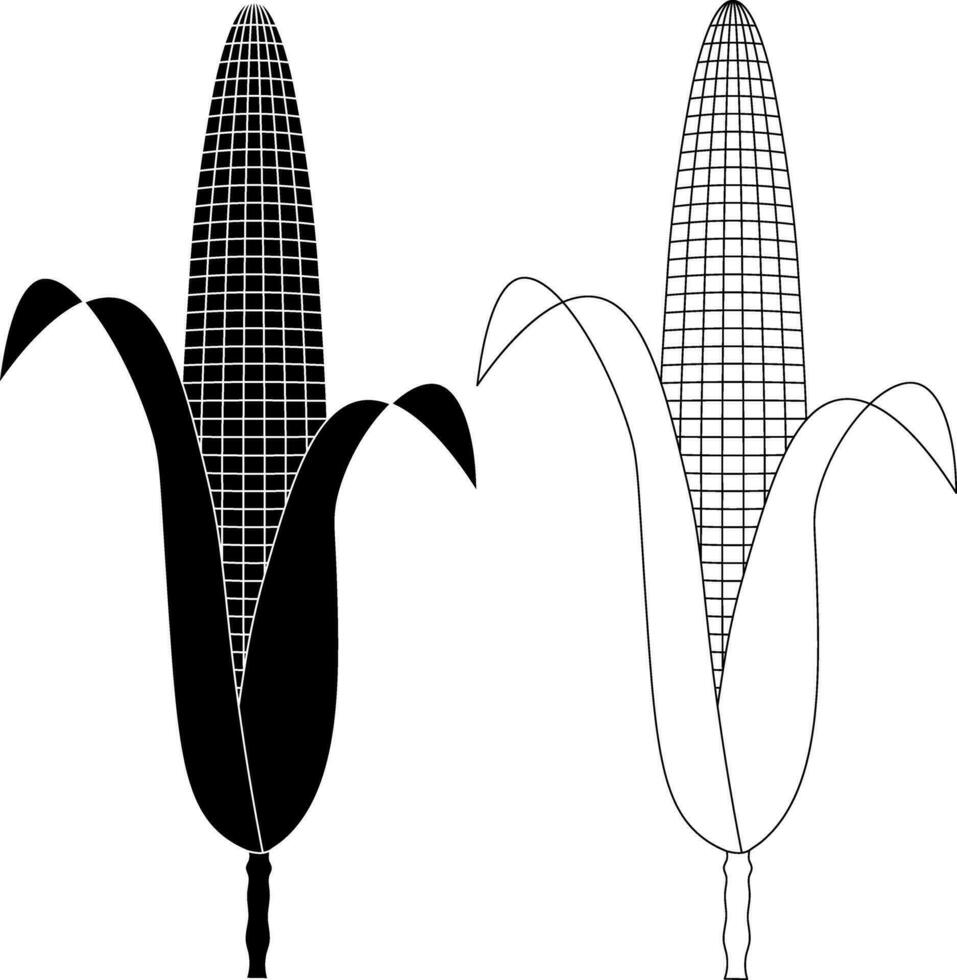 contour silhouette blé icône ensemble vecteur