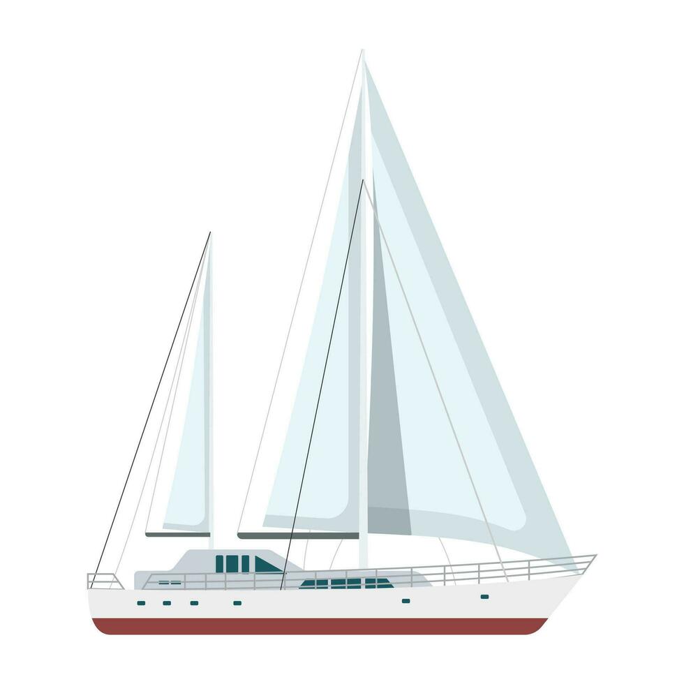 yacht voilier ou voile bateau, vecteur