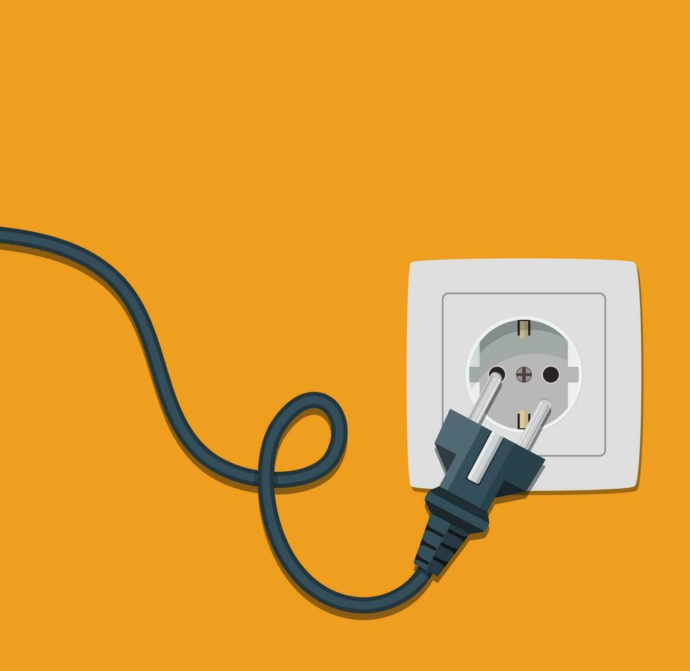 électricité icône plat avec prise de courant et prise vecteur