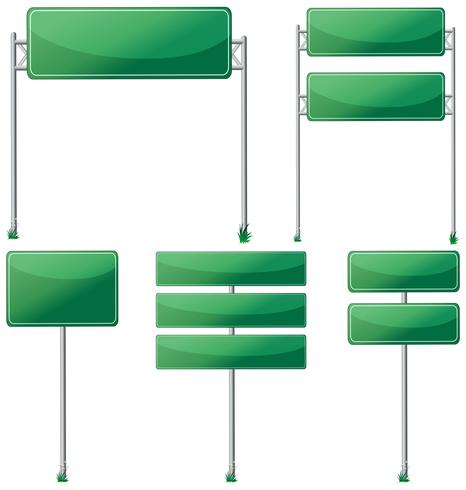 Différents modèles de panneaux verts vecteur