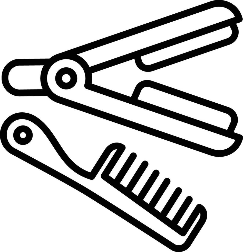 peigne et lisseur contour vecteur illustration icône