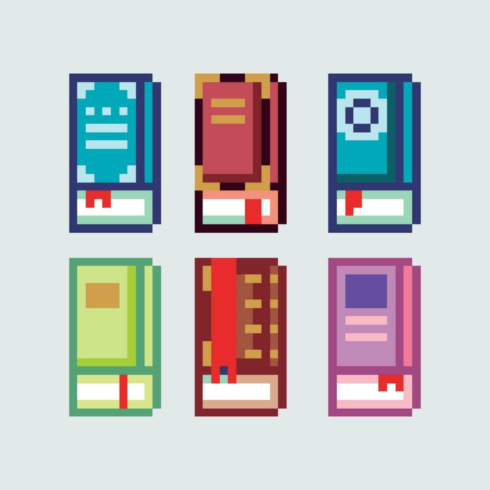 pixel livres ensemble de livres, vecteur illustration