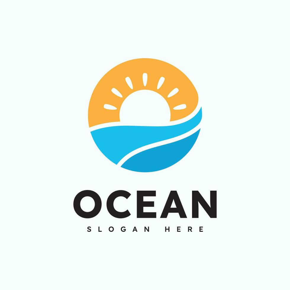 vecteur de modèle de logo d'onde océanique, conception de logo simple et moderne de l'océan