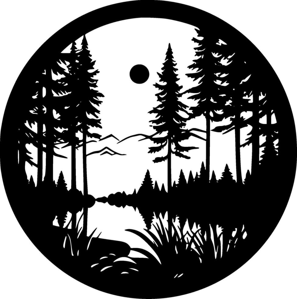 forêt, noir et blanc vecteur illustration