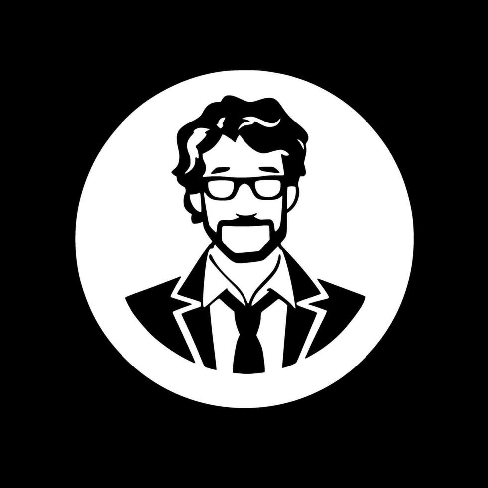 prof - noir et blanc isolé icône - vecteur illustration