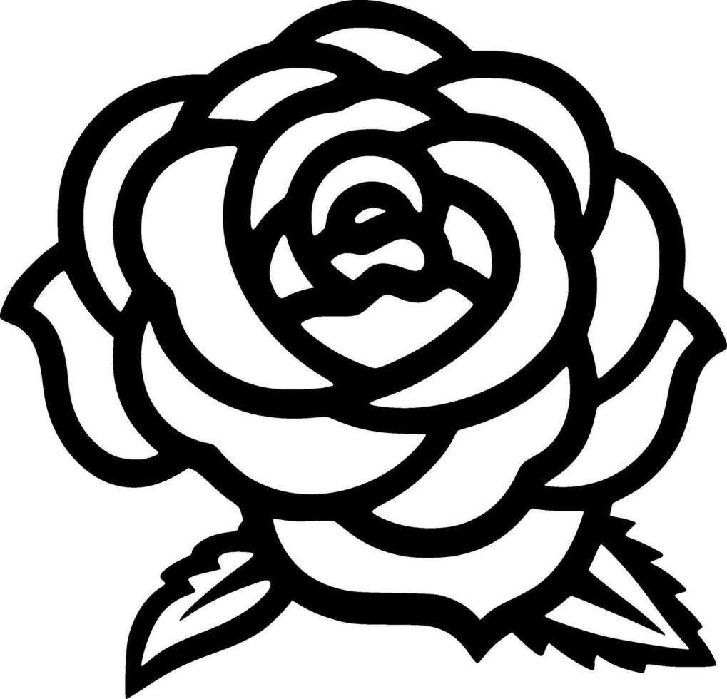 Rose - noir et blanc isolé icône - vecteur illustration