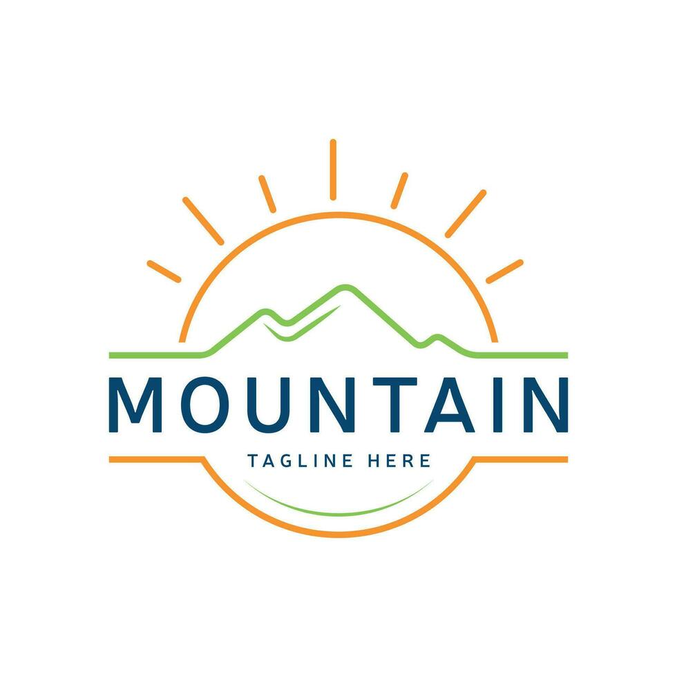 minimal Montagne logo conception ligne art Soleil moderne Facile concept vecteur
