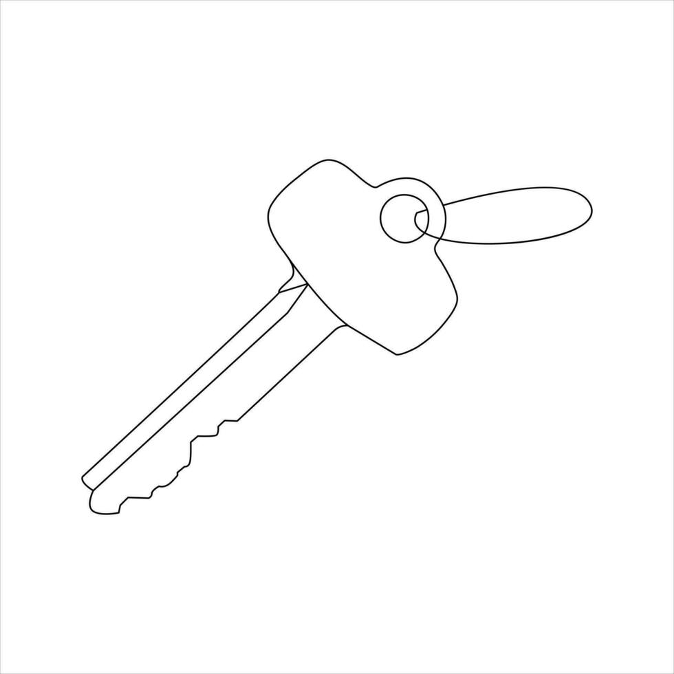 maison fermer à clé clé continu un ligne vecteur art illustration et Célibataire contour Facile clé conception