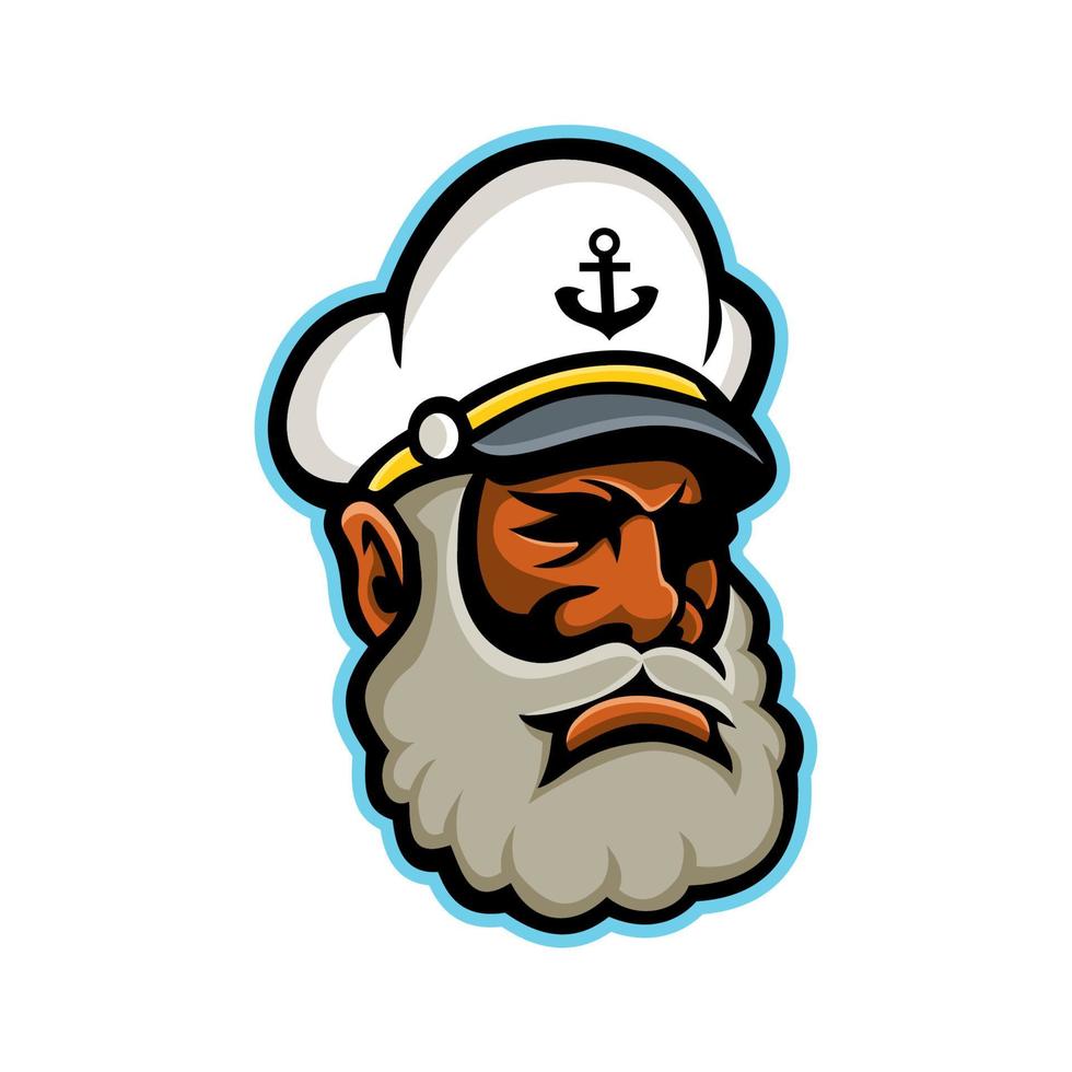 mascotte de capitaine ou de skipper de la mer noire vecteur