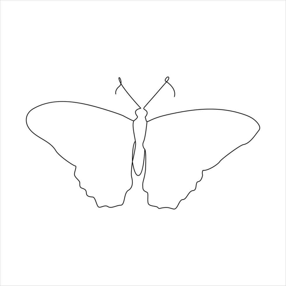 papillon continu un ligne dessin. vecteur illustration de divers insecte formes dans branché contour style