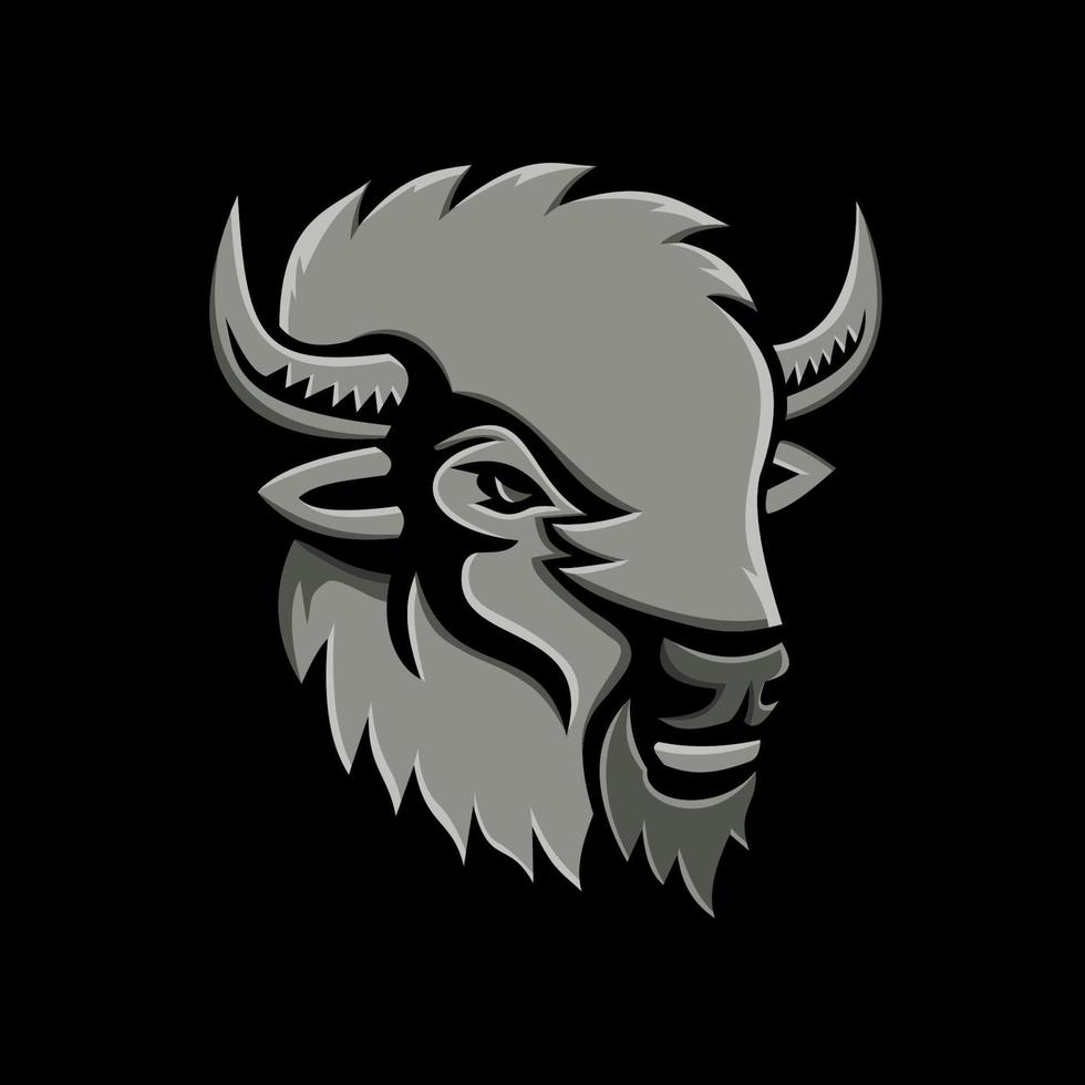 mascotte d'icône métallique tête de bison vecteur