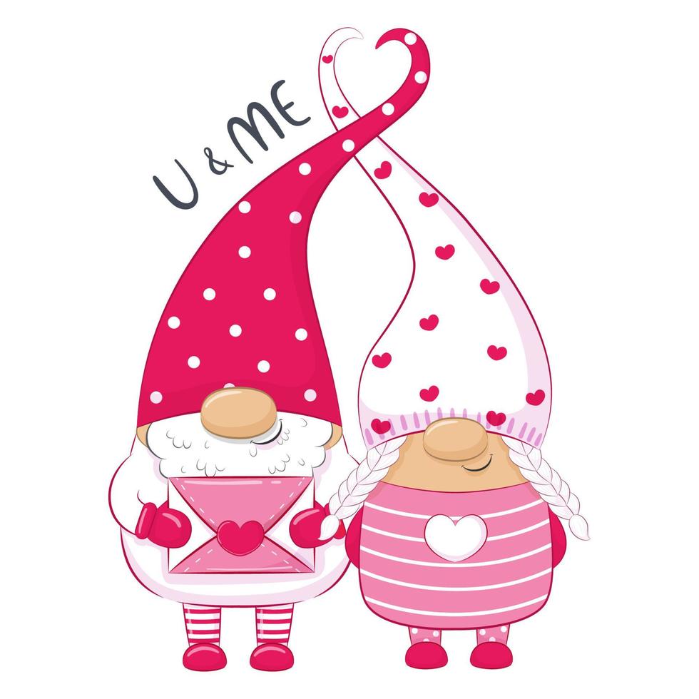 gnome mignon. clipart de la Saint-Valentin heureuse. vecteur