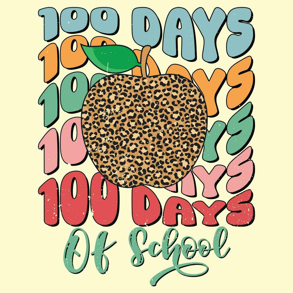100 journées de école conception, léopard modèle Pomme vecteur