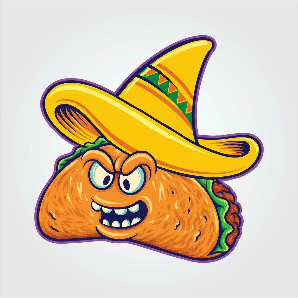 marrant Festival mexicain taco vite nourriture vecteur des illustrations pour votre travail logo, marchandise T-shirt, autocollants et étiquette conceptions, affiche, salutation cartes La publicité affaires entreprise ou marques