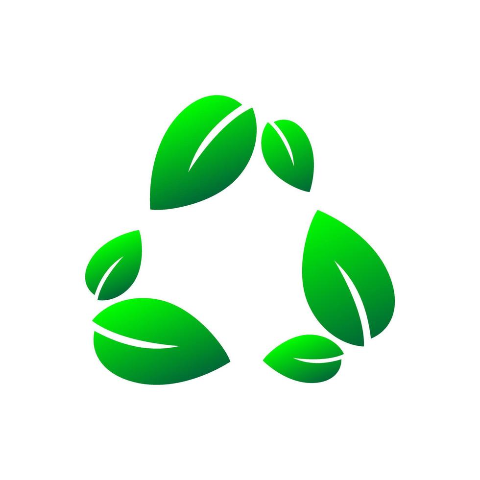 icône plate écologique. recycler le signe dégradé vert sur fond blanc. vecteur