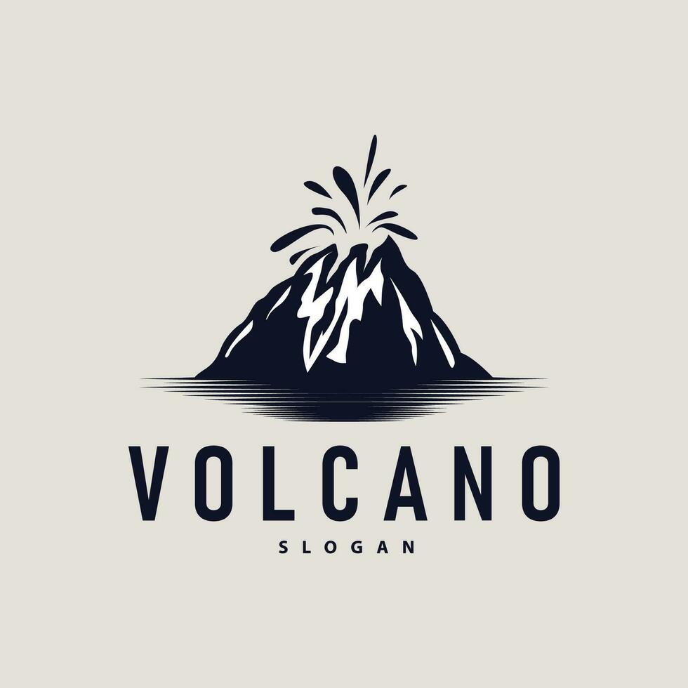 volcan logo illustration silhouette conception volcan Montagne éclater avec Facile rochers et lave vecteur