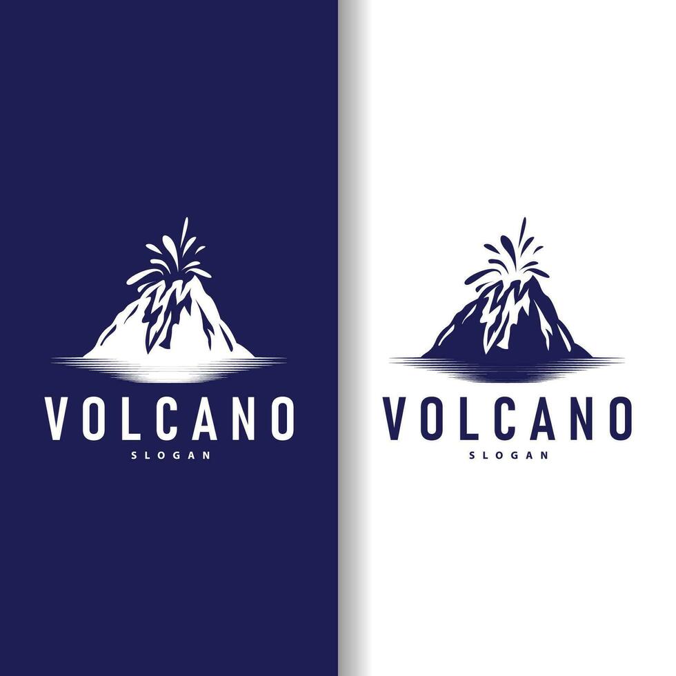 volcan logo illustration silhouette conception volcan Montagne éclater avec Facile rochers et lave vecteur