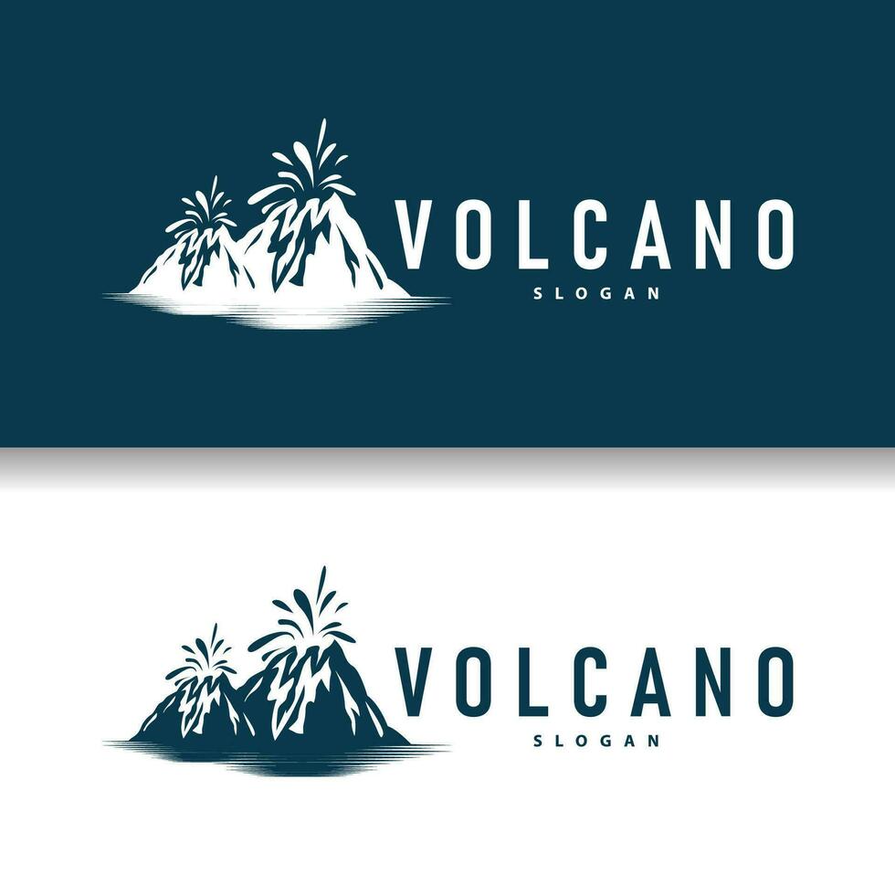 volcan logo illustration silhouette conception volcan Montagne éclater avec Facile rochers et lave vecteur