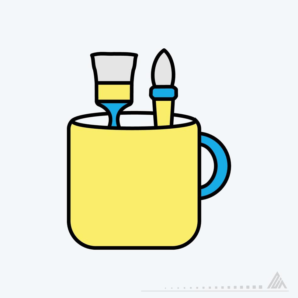 Icône vecteur de mug avec outils de conception - style lune jaune