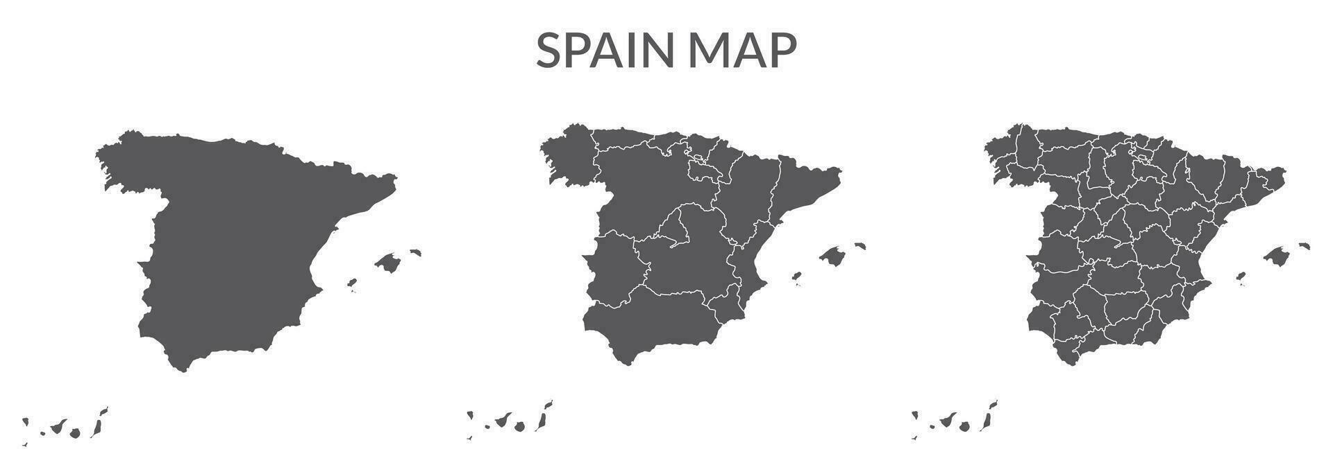 Espagne carte ensemble de gris Couleur vecteur