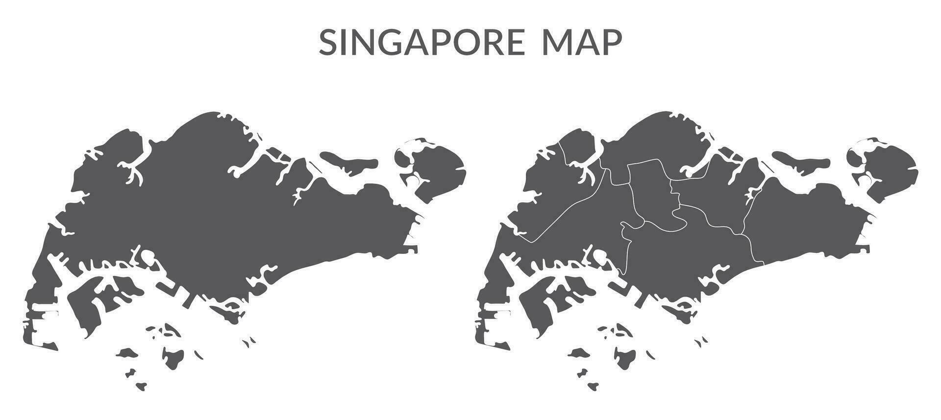 Singapour carte ensemble dans gris Couleur vecteur