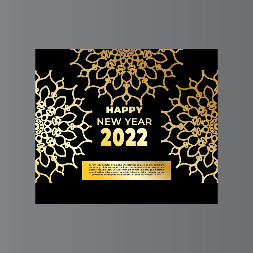 bannière ou modèle de carte de bonne année avec mandala de luxe vecteur