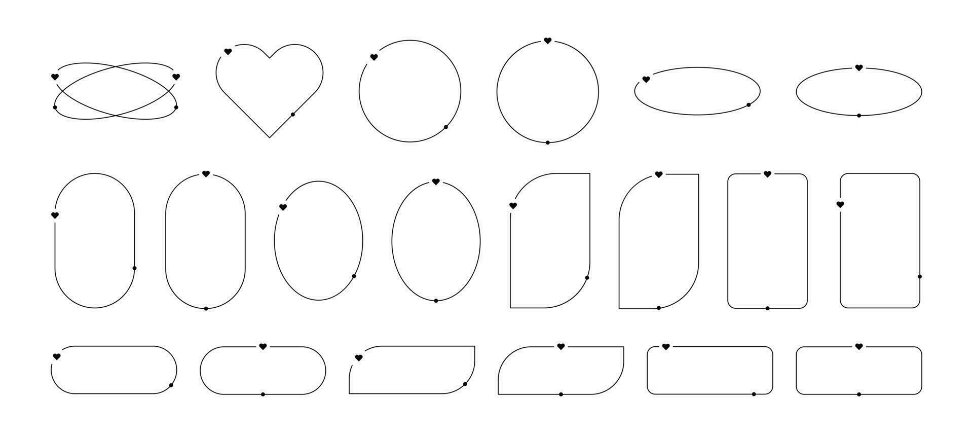 esthétique cadres pack de y2k éléments. minimaliste linéaire modèles pour affiches, des postes et histoires. les frontières pour social réseaux. isolé vecteur illustration sur blanc Contexte.