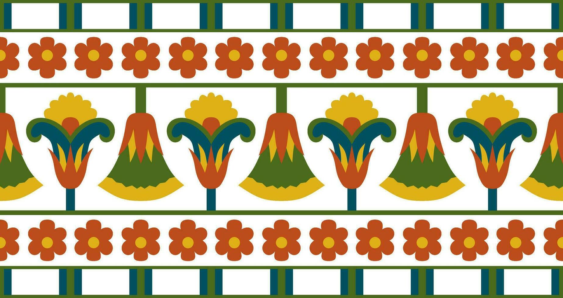 vecteur coloré sans couture égyptien frontière. interminable ornements de ancien Egypte. géométrique africain Cadre.