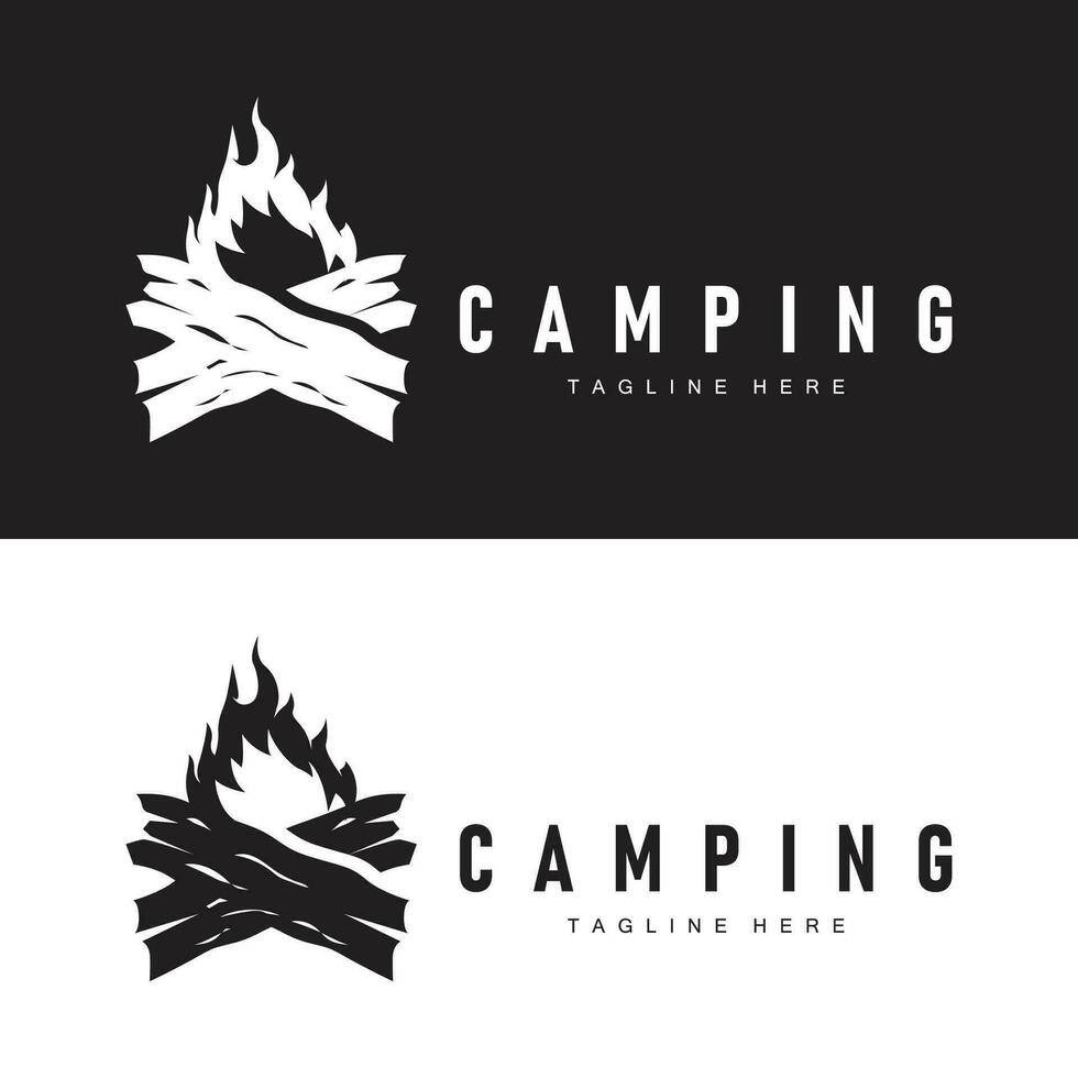 Facile vecteur Extérieur camping logo, sauvage aventure modèle avec vieux ancien style