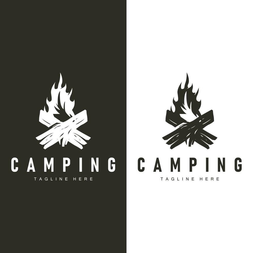 Facile vecteur Extérieur camping logo, sauvage aventure modèle avec vieux ancien style