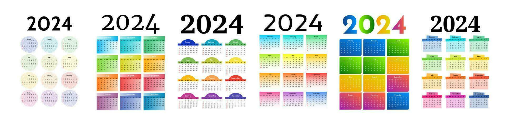 calendrier pour 2024 isolé sur une blanc Contexte vecteur