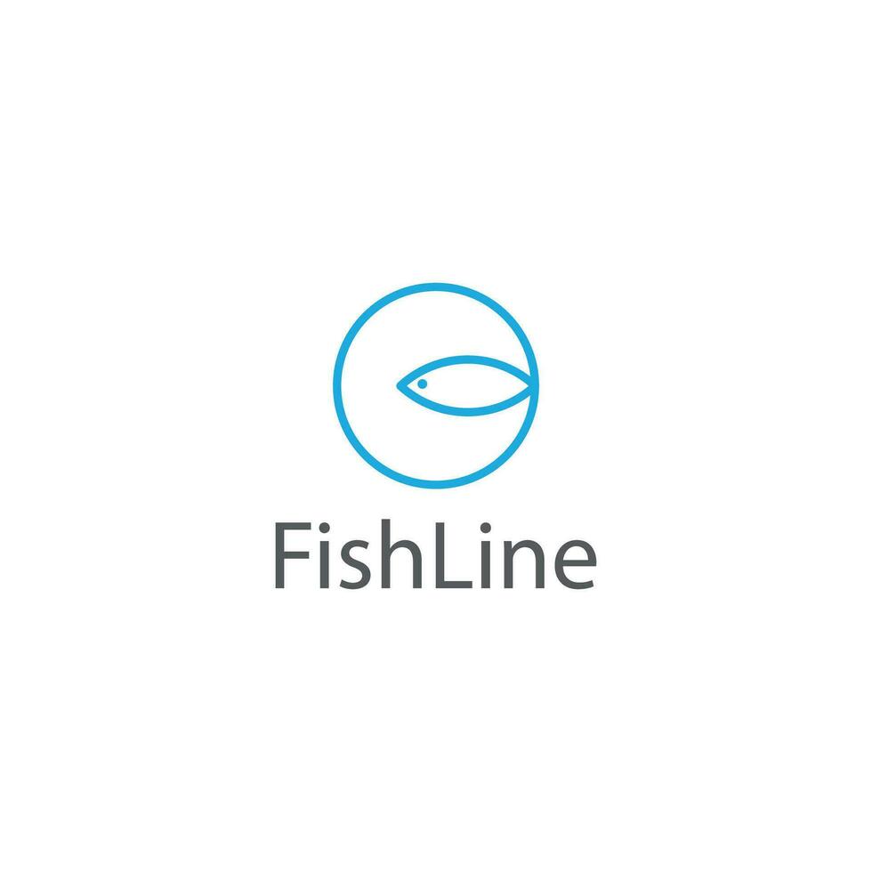 poisson logo Facile ligne art vecteur