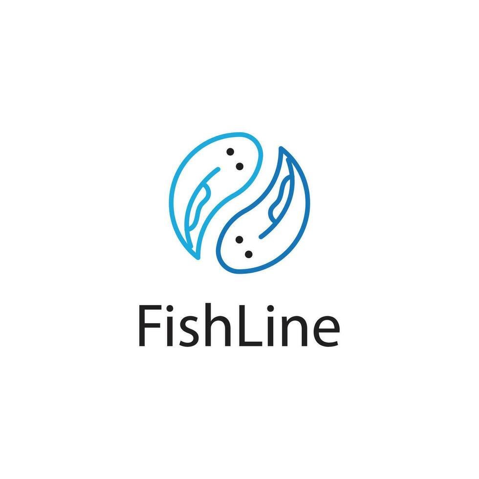 deux poisson logo Facile ligne art vecteur