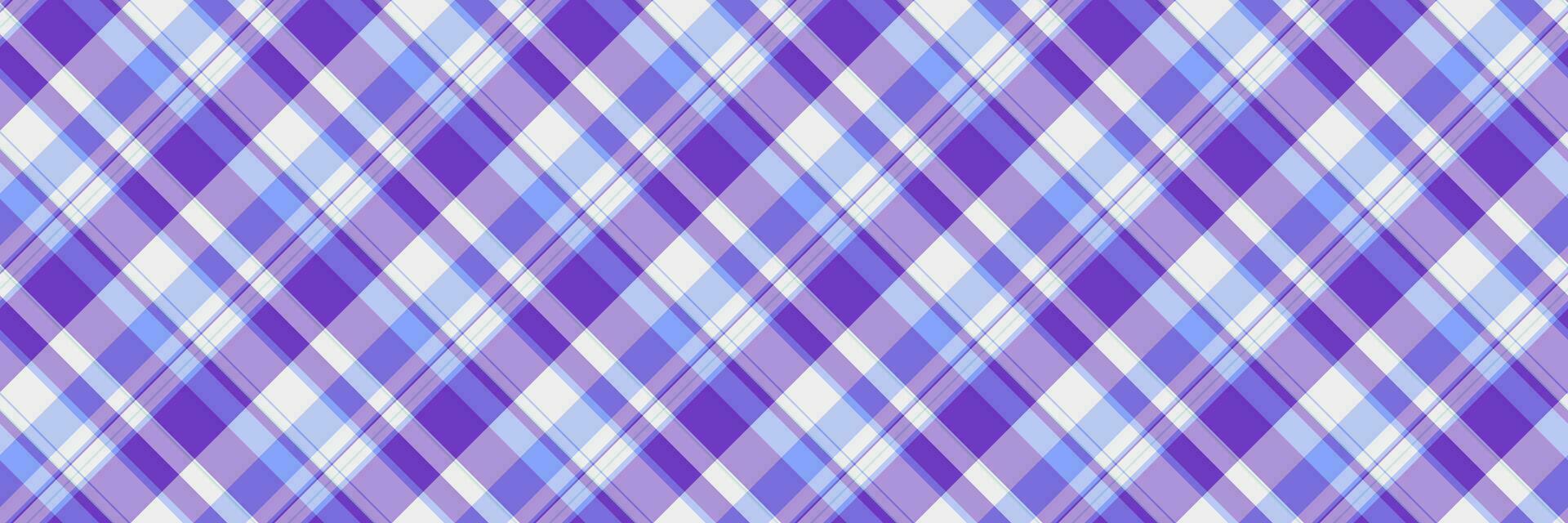 table tissu plaid vérifier modèle, ferraille textile en tissu tartan. large Contexte sans couture vecteur texture dans violet et lumière couleurs.