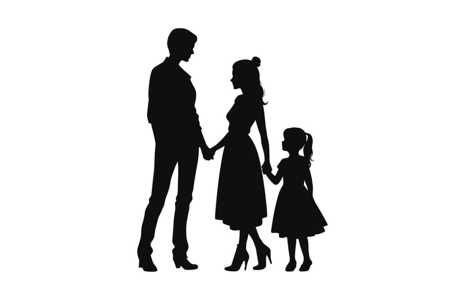 une famille noir silhouette vecteur, une content famille clipart vecteur