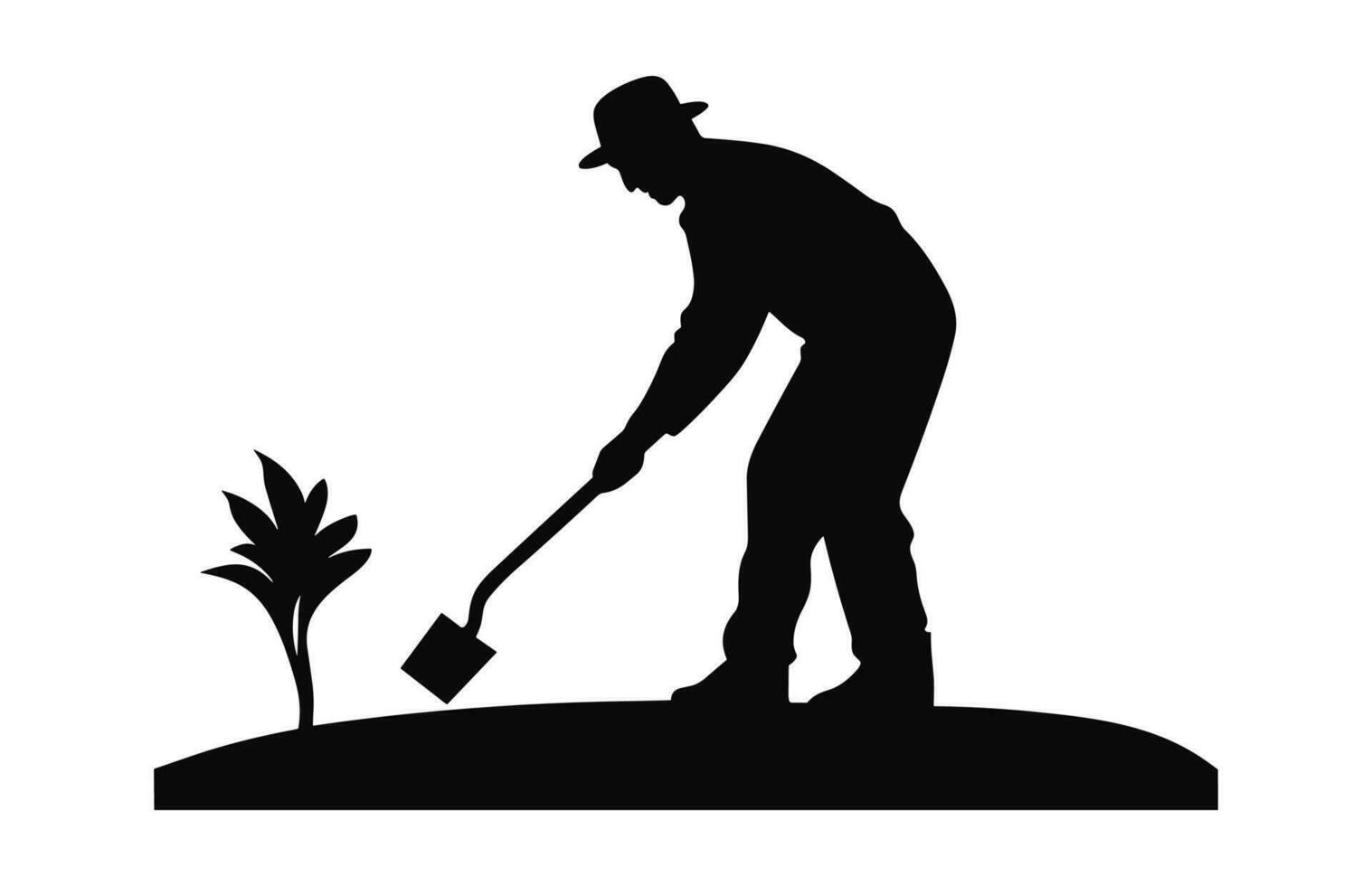 une jardinage silhouette, une jardinier noir vecteur isolé sur une blanc Contexte