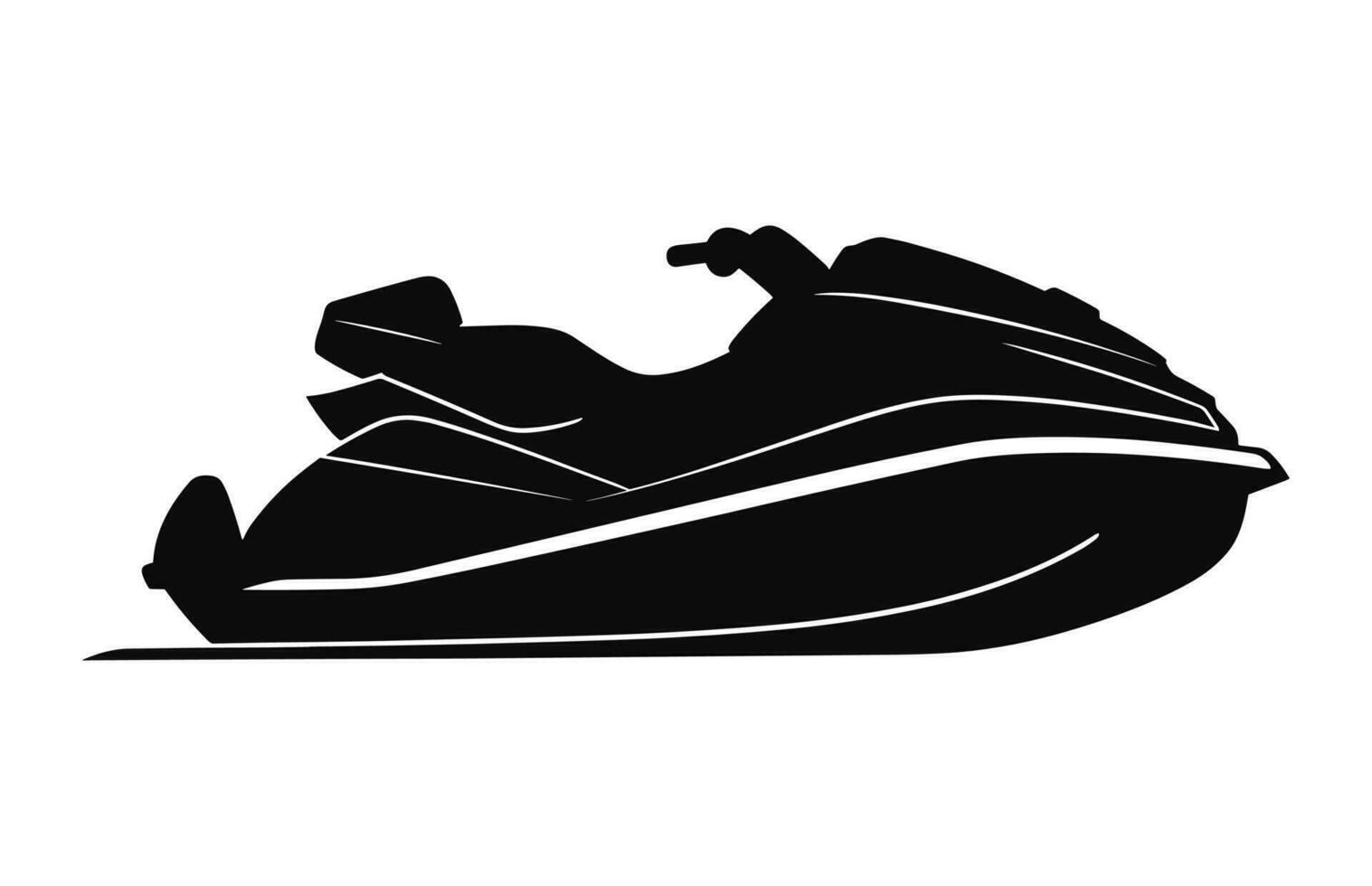 une jet ski vecteur noir silhouette isolé sur une blanc Contexte