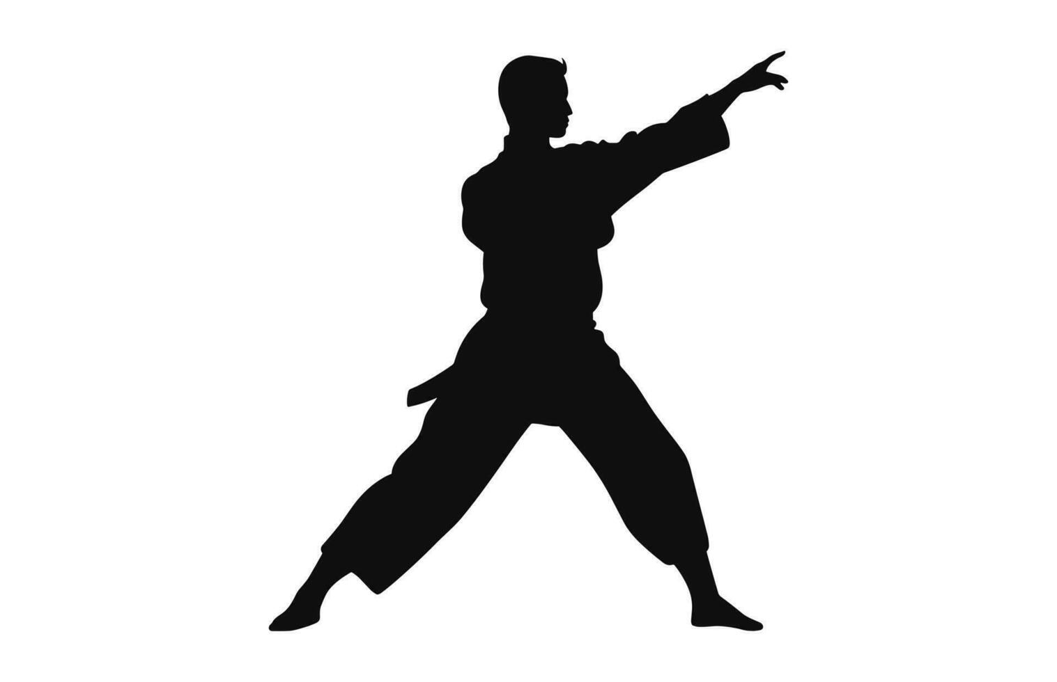 une tai chi pose noir silhouette vecteur