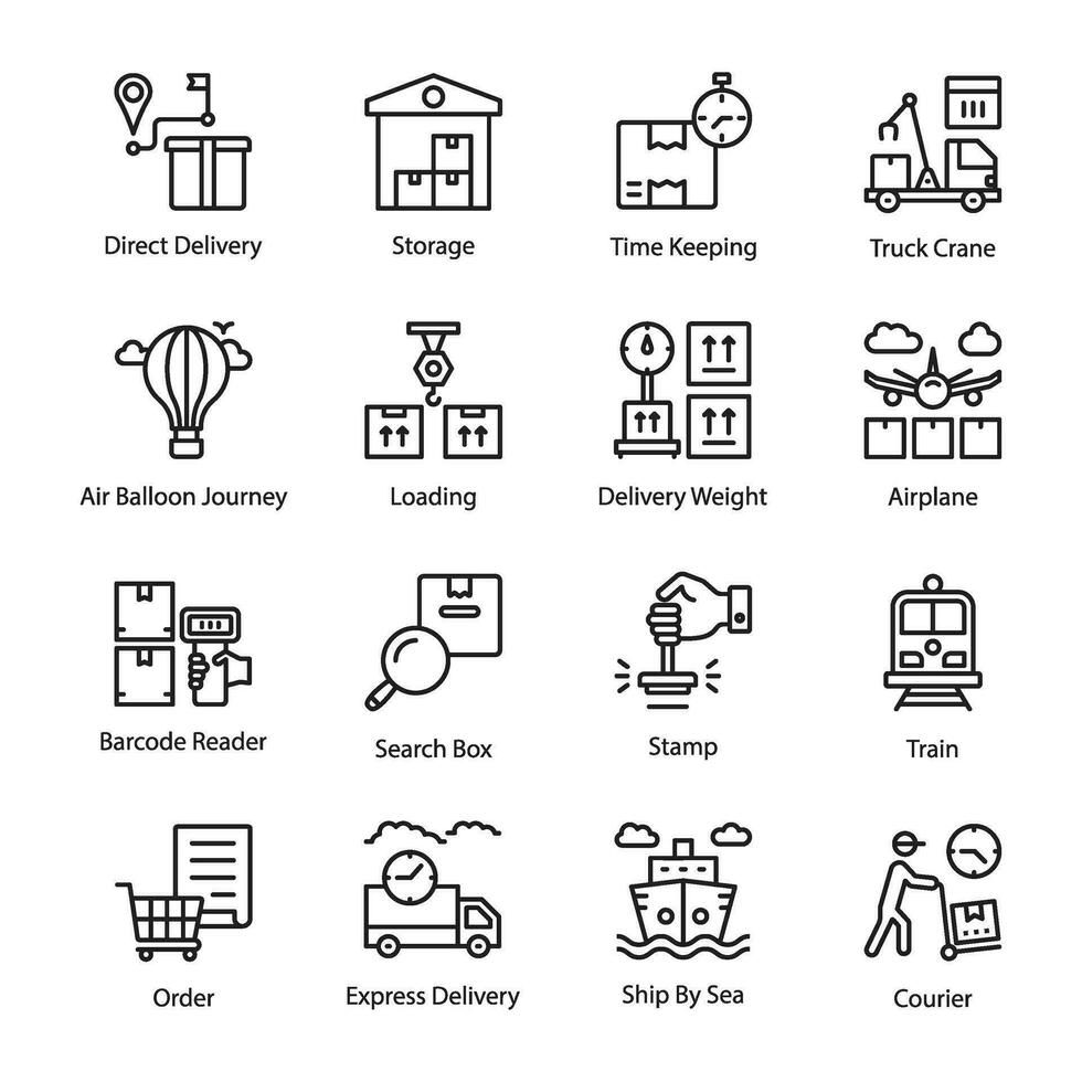 pack de logistique entrepôt Icônes vecteur